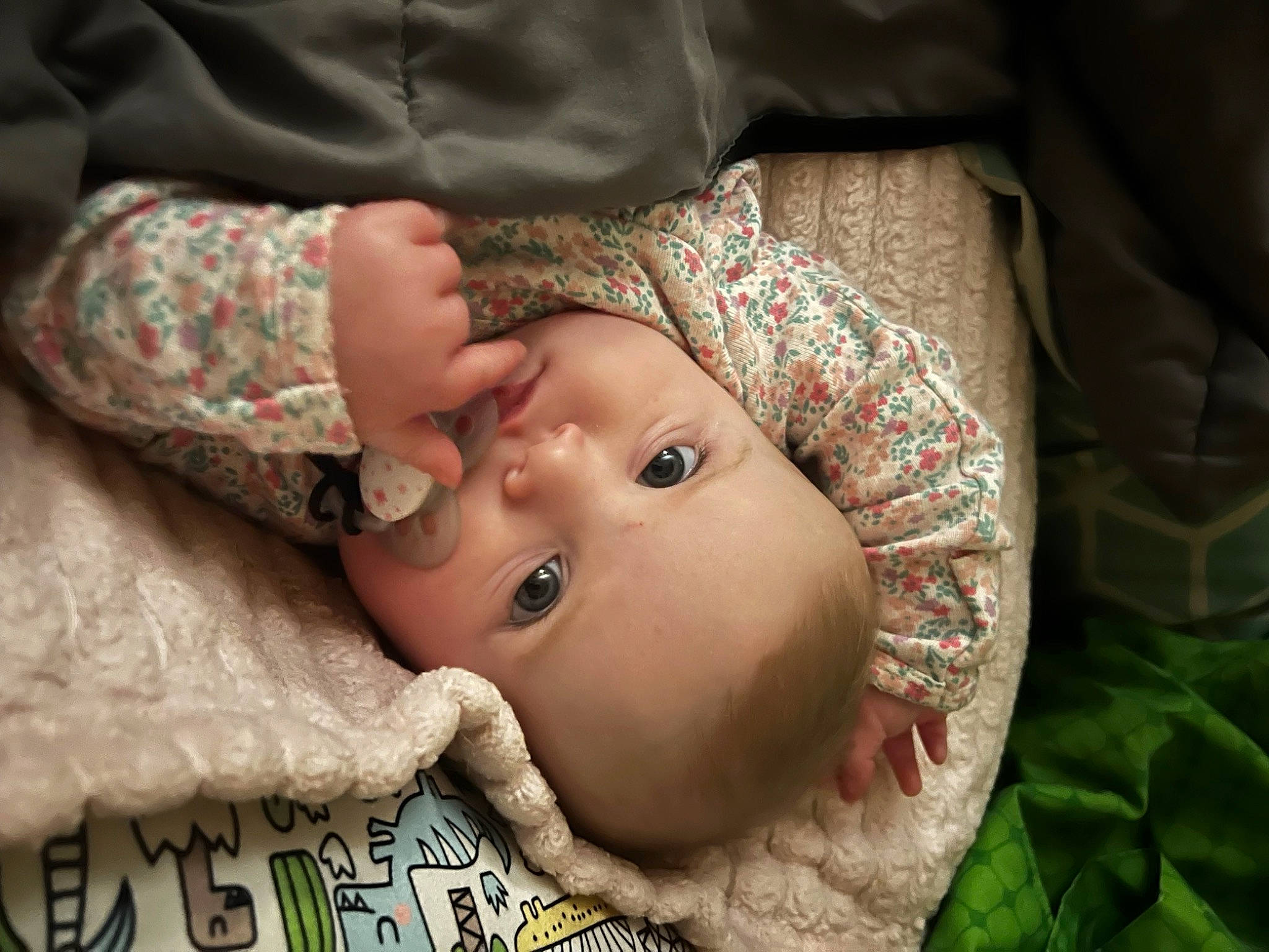 Delilah is registered to the contest to win money with this photo: baby, baby_products, baby_toddler_clothing, cheek, child, chin, comfort, eye, eyelash, grass, head, headgear, iris, linens, lip, nose, pattern, person, skin, sleeve