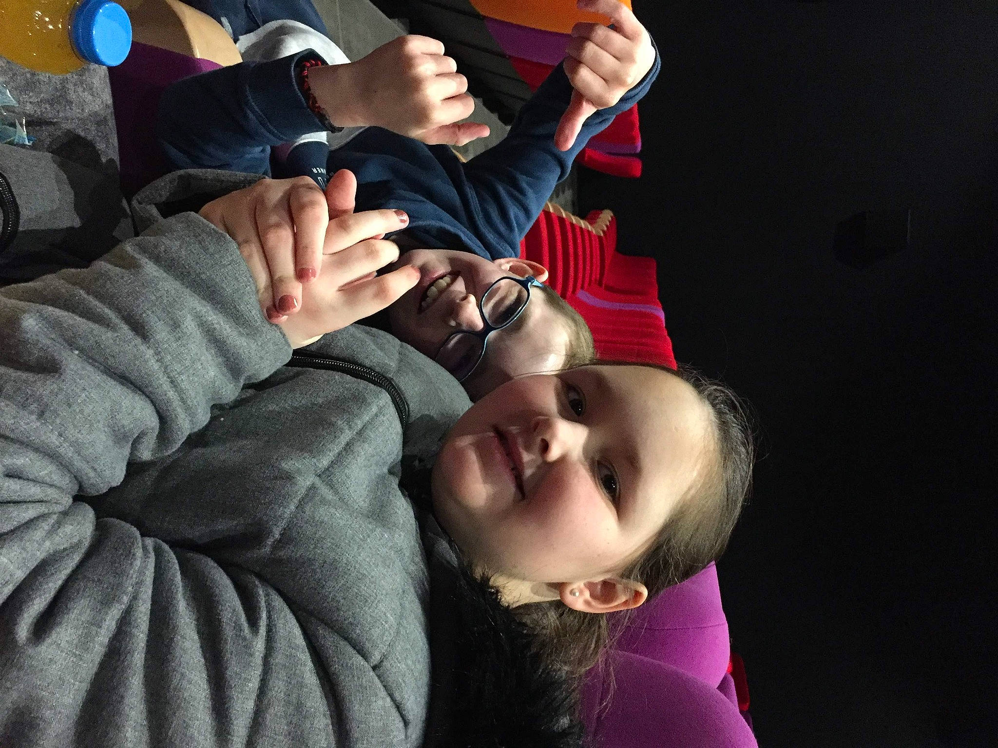 Lily Rose participe au concours pour gagner de l'argent avec cette photo : arm, child, cool, eyewear, finger, fun, gesture, glasses, hand, human, interaction, joint, joy, love, people, person, photography, selfie, sitting, smile