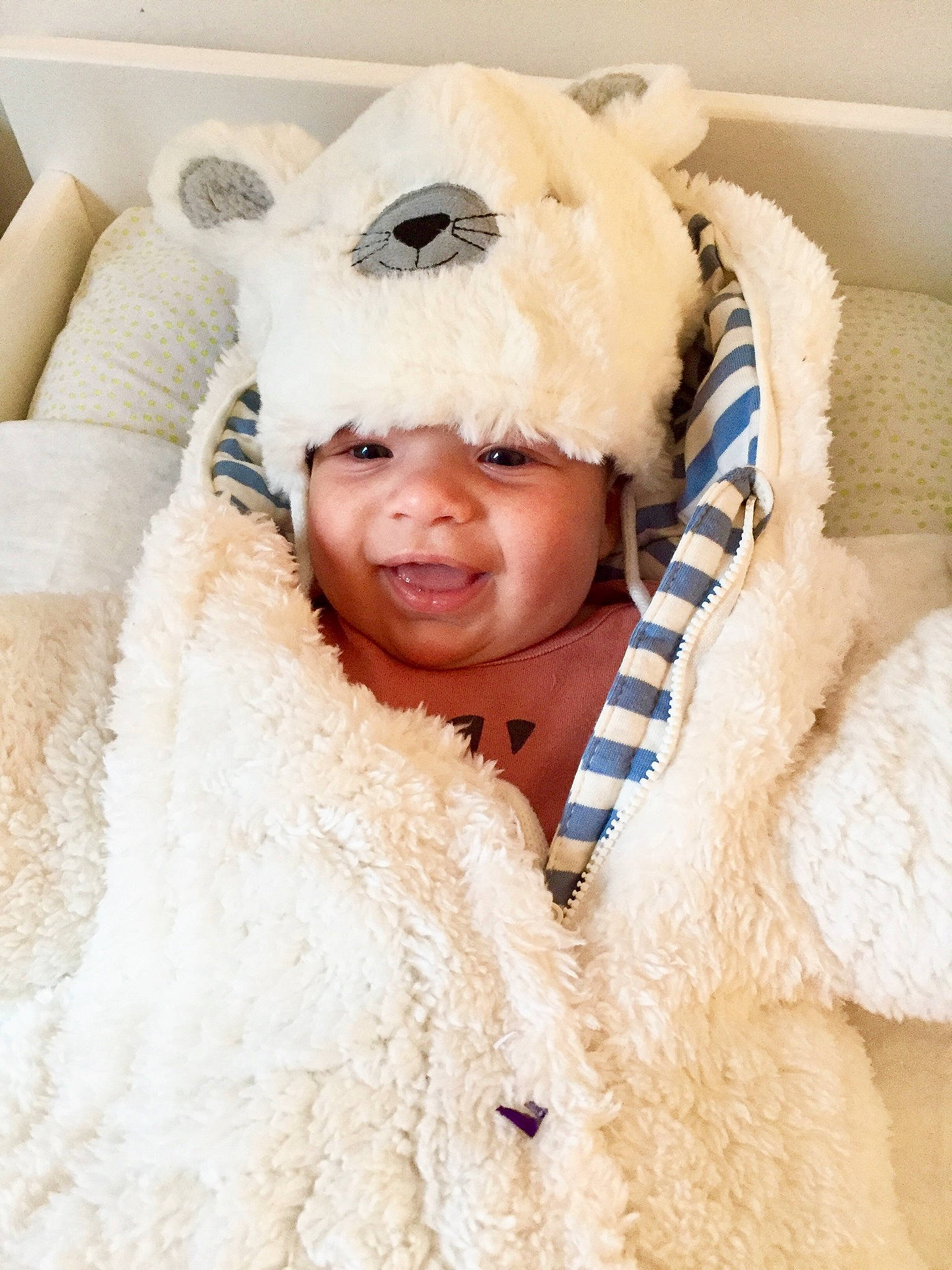 Tom a rejoint le concours — aidez-le/la à gagner de superbes lots ! child, ear, fur, fur_clothing, headgear, infant, mammal, material, nose, person, plush, product, skin, smile, stuffed_toy, textile, toddler, winter, wool