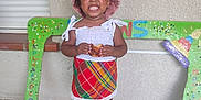 Syana a rejoint le concours — aidez-le/la à gagner de superbes lots ! celebration, child, colorful, confetti, decorated_frame, food, glitter, green_frame, happy, hat, outdoor, person, plaid_skirt, playful, portrait, shutter, smiling, standing, wall, white_top