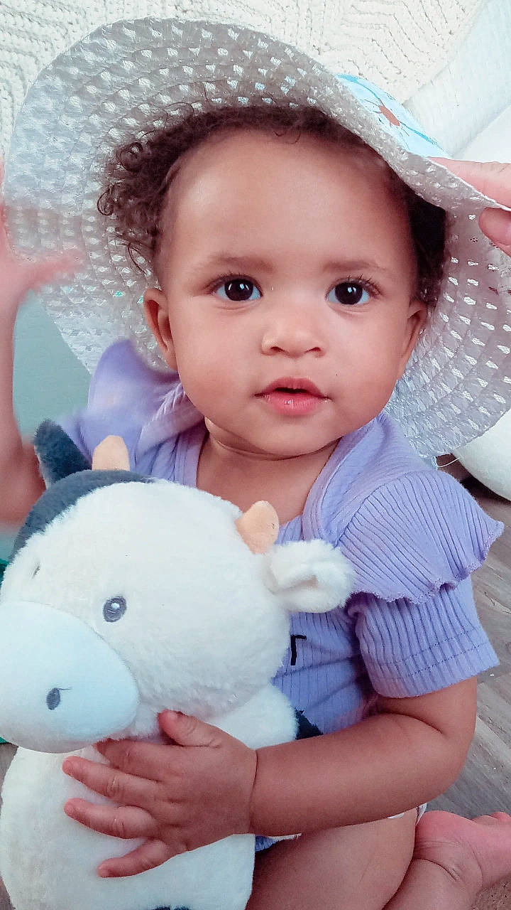 Aniya joined the competition — help win amazing prizes! blue, cheek, chin, eye, eyelash, facial_expression, finger, gesture, happy, human_body, lip, nose, organ, person, photograph, pink, product, skin, textile, toy