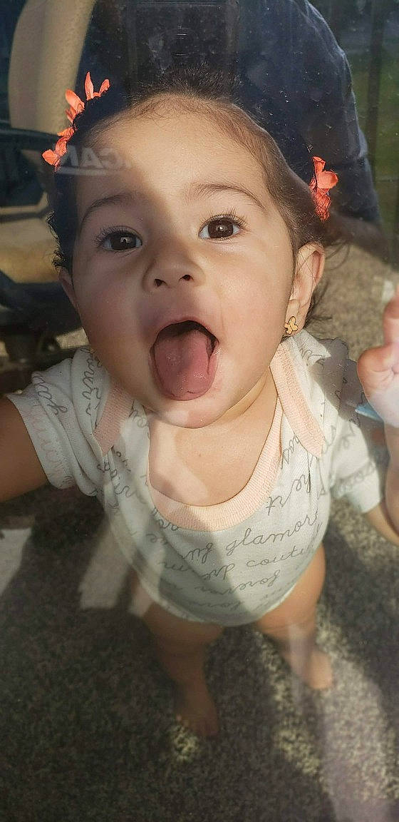 Rosalyn joined the competition — help win amazing prizes! baby, cheek, child, chin, eyebrow, face, facial_expression, forehead, fun, head, jaw, lip, mouth, neck, nose, organ, person, skin, smile, surprise
