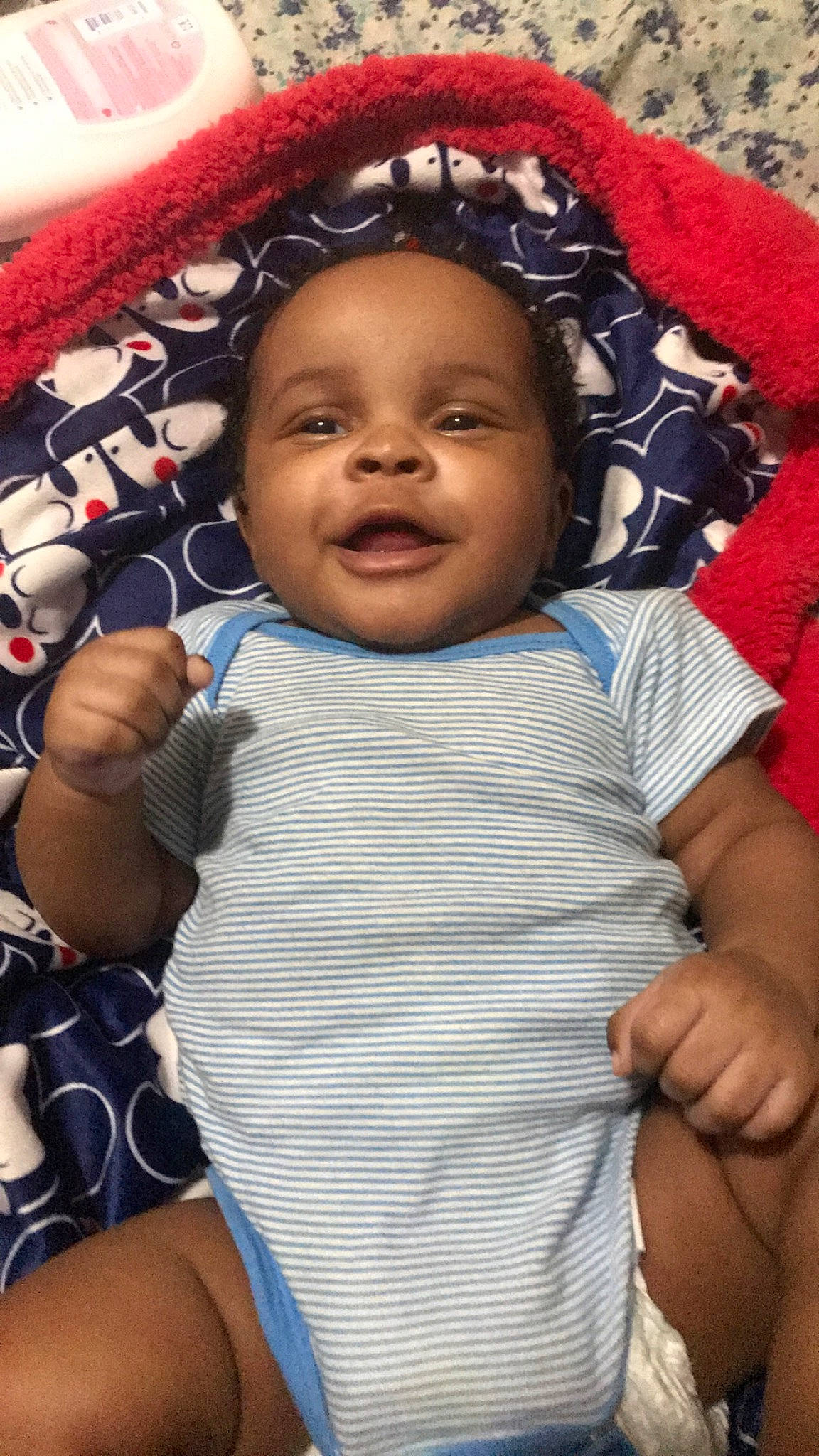 Asiah is registered to the contest to win money with this photo: arm, baby, baby_products, black_hair, cheek, child, face, head, person, product, skin, smile, toddler