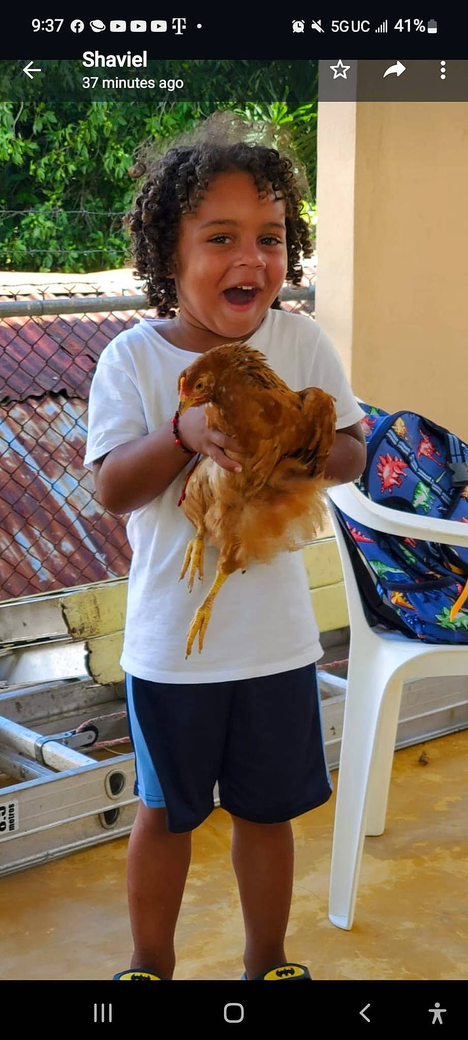 Amiri is registered to the contest to win money with this photo: child, companion_dog, dog_breed, fawn, fun, fur, happy, leisure, pattern, person, recreation, shorts, smile, sporting_group, summer, t_shirt, toddler, vacation, yellow