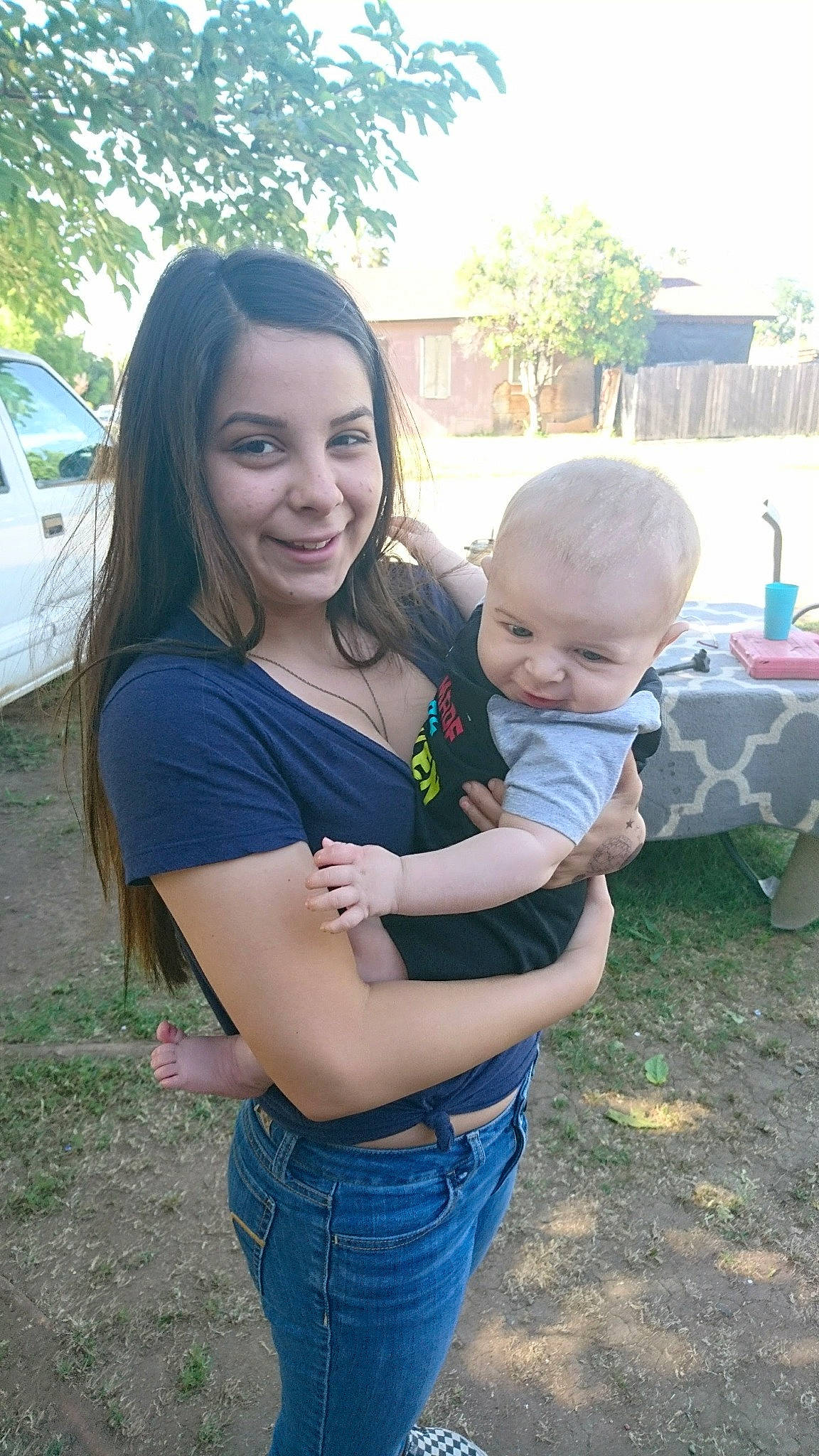 Wyatt joined the competition — help win amazing prizes! abdomen, baby, child, denim, fun, grass, happy, jeans, joy, lawn, leisure, people, person, plant, recreation, smile, summer, t_shirt, toddler, tree