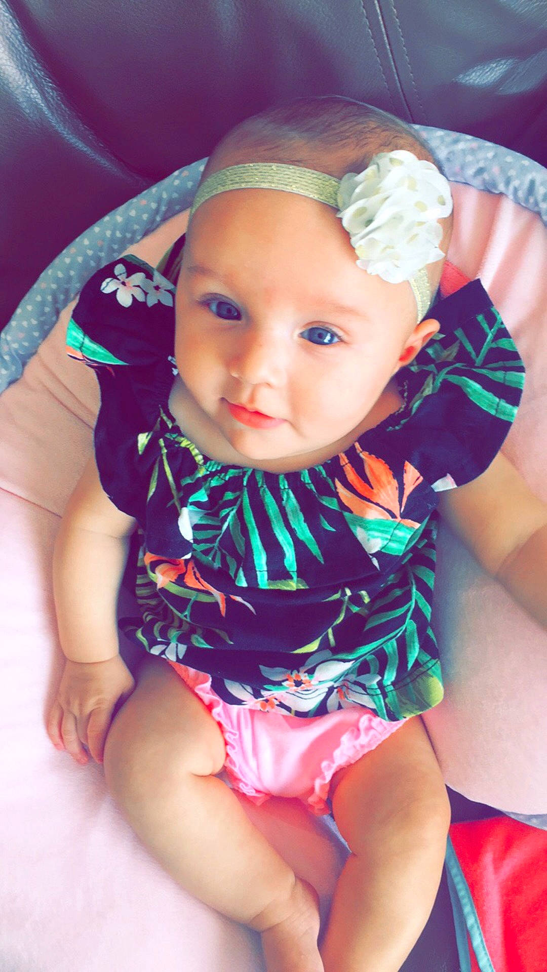 Julianne is registered to the contest to win money with this photo: beauty, child, fun, girl, hair_accessory, headgear, infant, iris, person, pink, product, skin, smile, toddler