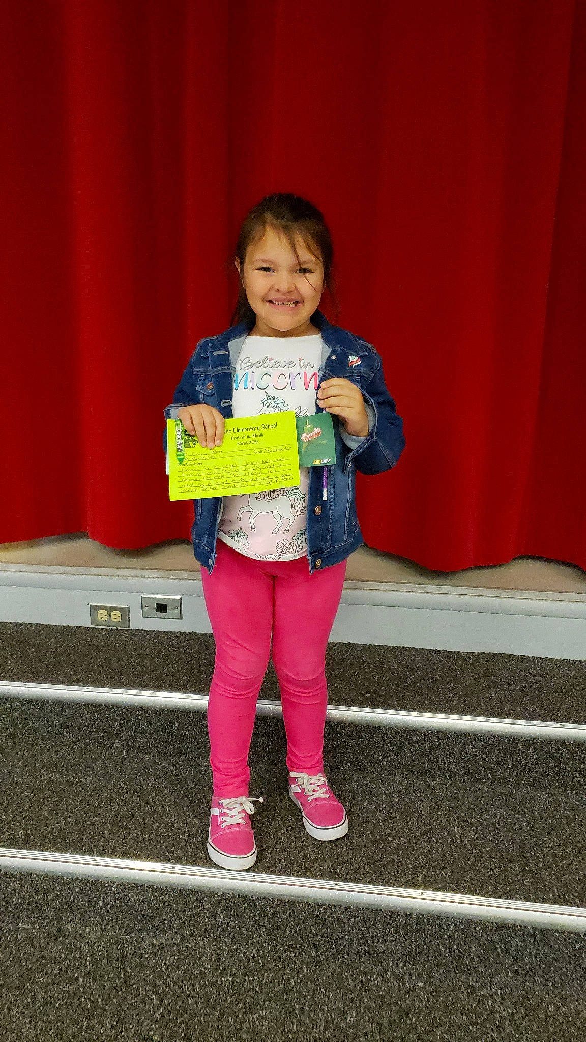 Emma Jean is registered to the contest to win money with this photo: child, joy, person, talent_show