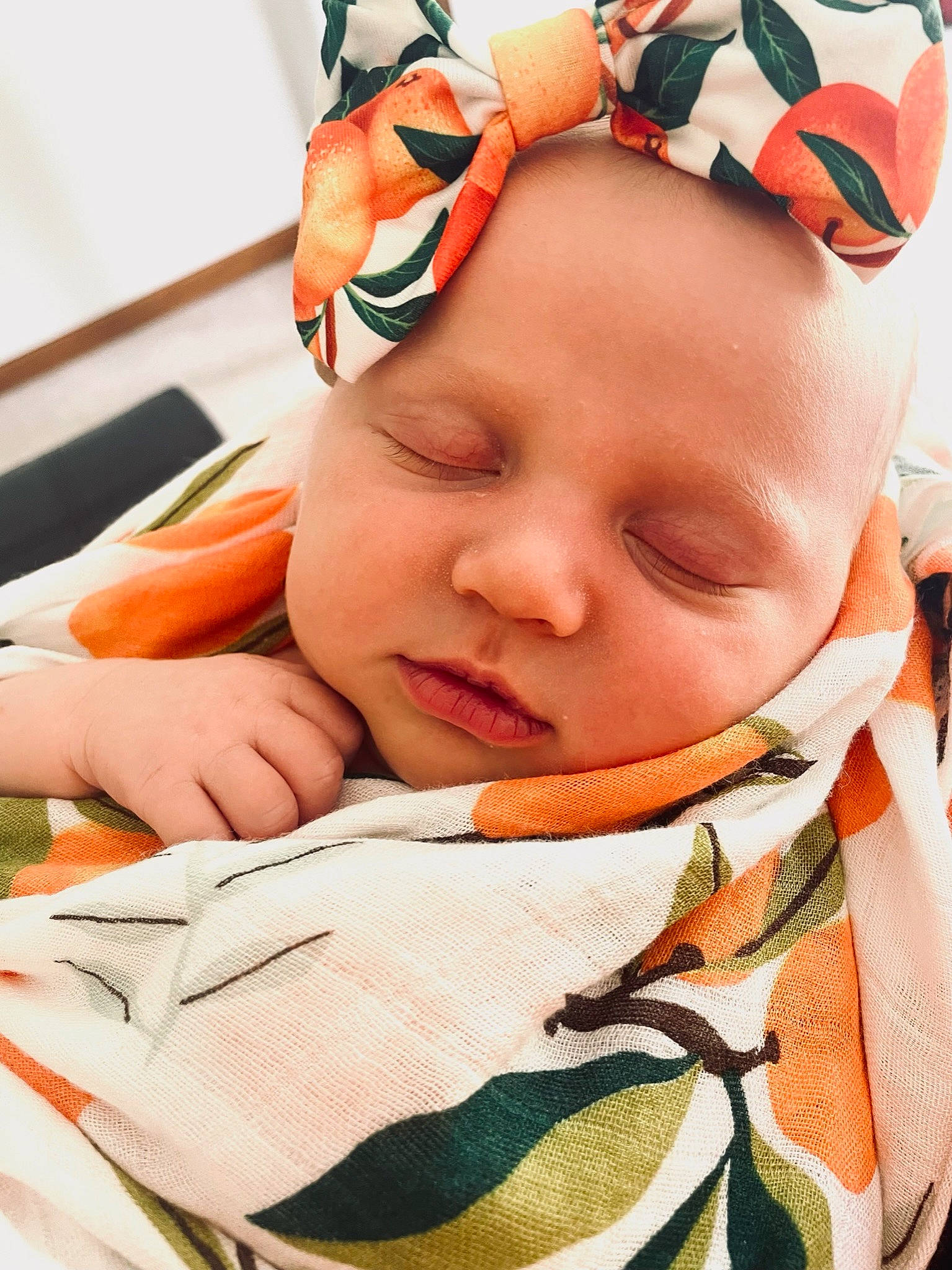 Adley is registered to the contest to win money with this photo: baby, baby_products, baby_sleeping, baby_toddler_clothing, cheek, child, chin, comfort, eyebrow, eyelash, happy, linens, lip, mouth, nose, orange, pattern, person, skin, thumb