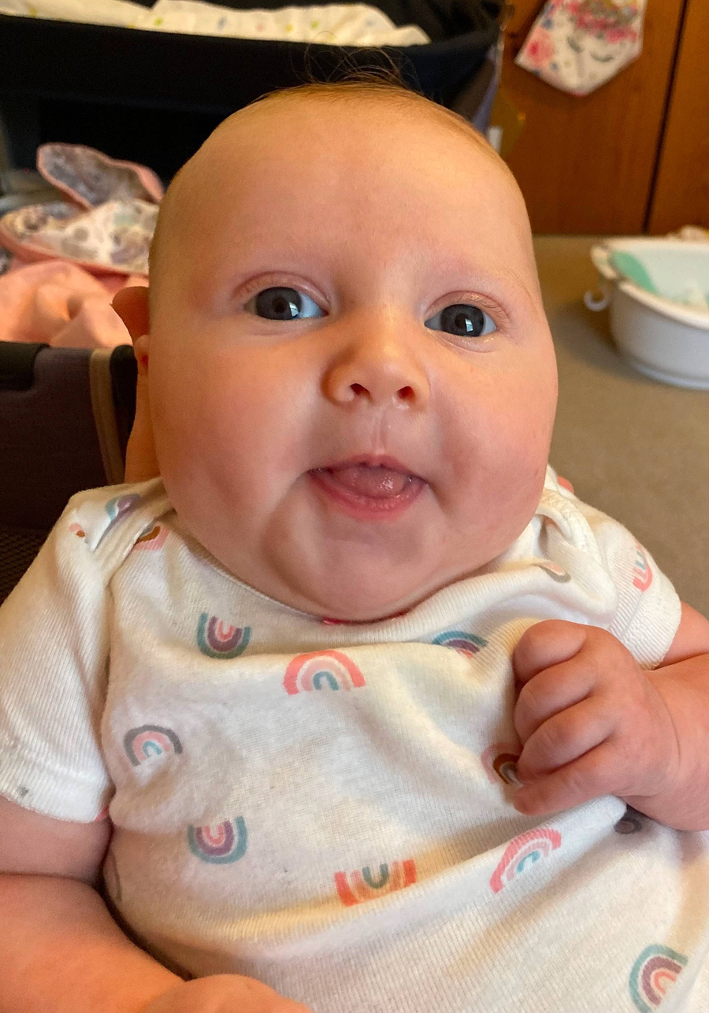 Adley joined the competition — help win amazing prizes! baby, baby_toddler_clothing, cheek, child, chin, collar, eye, eyelash, fun, happy, iris, lip, mouth, nose, person, sitting, skin, sleeve, smile, thumb