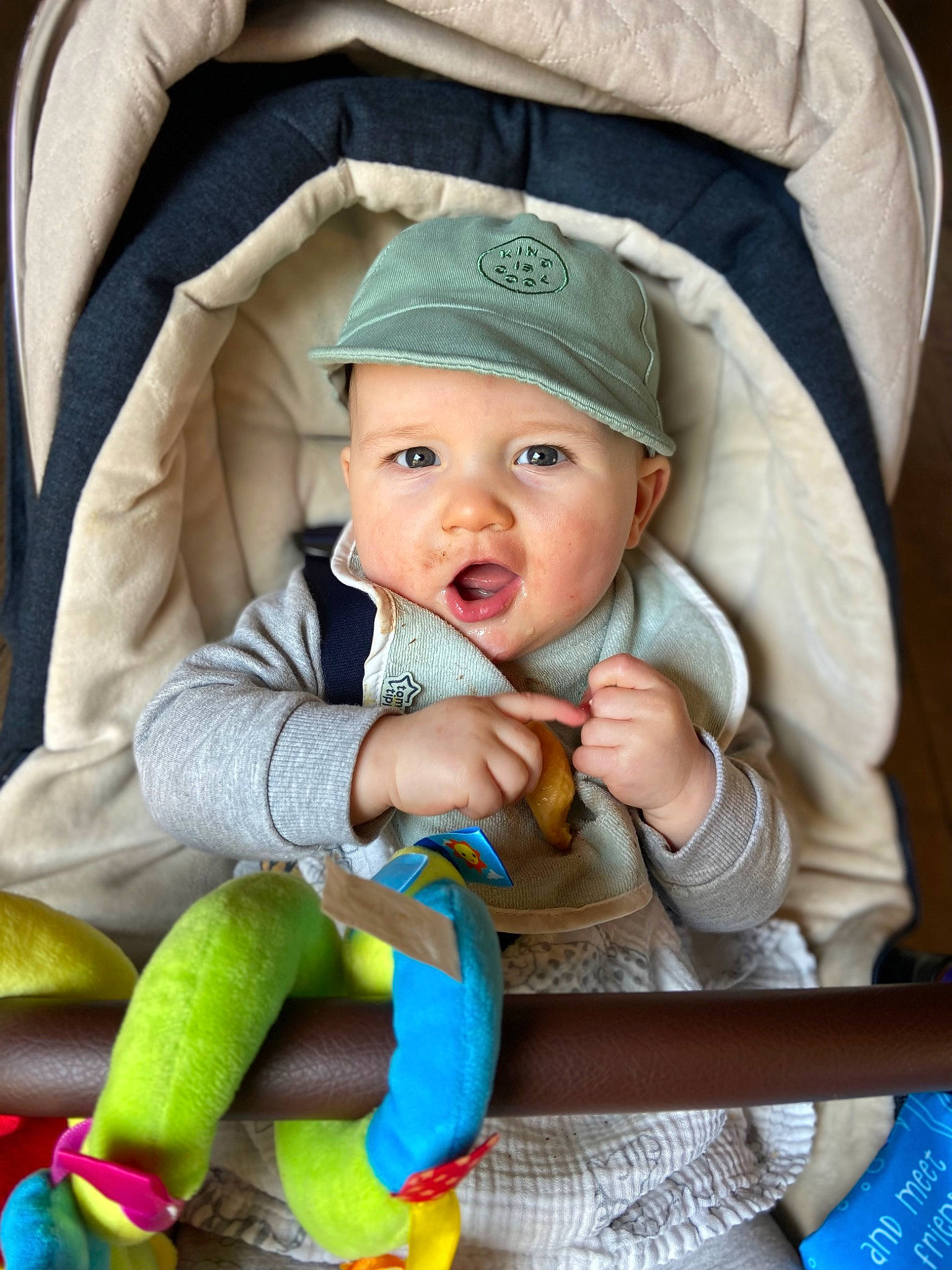Alfred joined the competition — help win amazing prizes! baby, baby_carriage, baby_in_car_seat, baby_products, baby_safety, baby_toddler_clothing, car_seat, cheek, child, comfort, fashion_accessory, finger, happy, headwear, people, person, product, sitting, snapshot, thumb