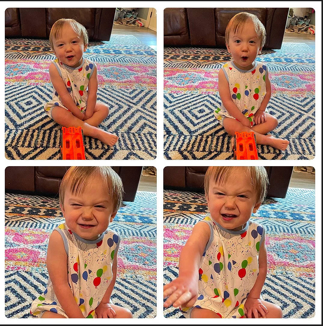 Wyatt joined the competition — help win amazing prizes! anger, art, baby, baby_toddler_clothing, collar, face, facial_expression, hairstyle, happy, human, joy, outerwear, pattern, people, person, photograph, pink, product, sleeve, smile