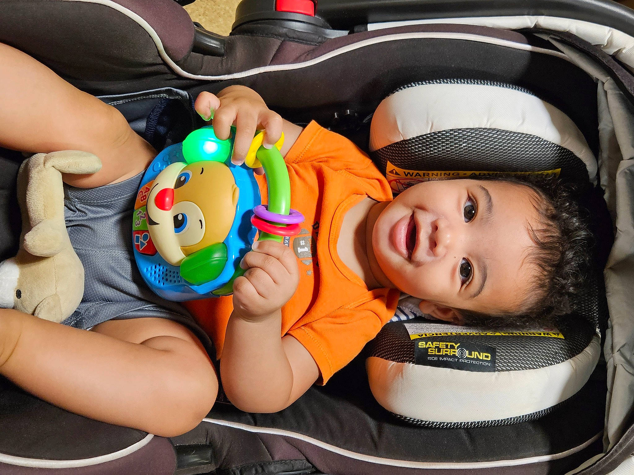 Kamryn is registered to the contest to win money with this photo: baby, baby_carriage, baby_products, baby_safety, baby_toddler_clothing, car_seat, cheek, child, comfort, eye, facial_expression, fun, happy, mouth, person, product, skin, smile, thigh, toddler