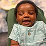 Nyjour joined the competition — help win amazing prizes! baby, smiling, child, happy, face, portrait, infant, clothing, striped_shirt, button, closeup, person, cute, skin, head, eyes_closed, mouth_open, resting, indoors, soft_background