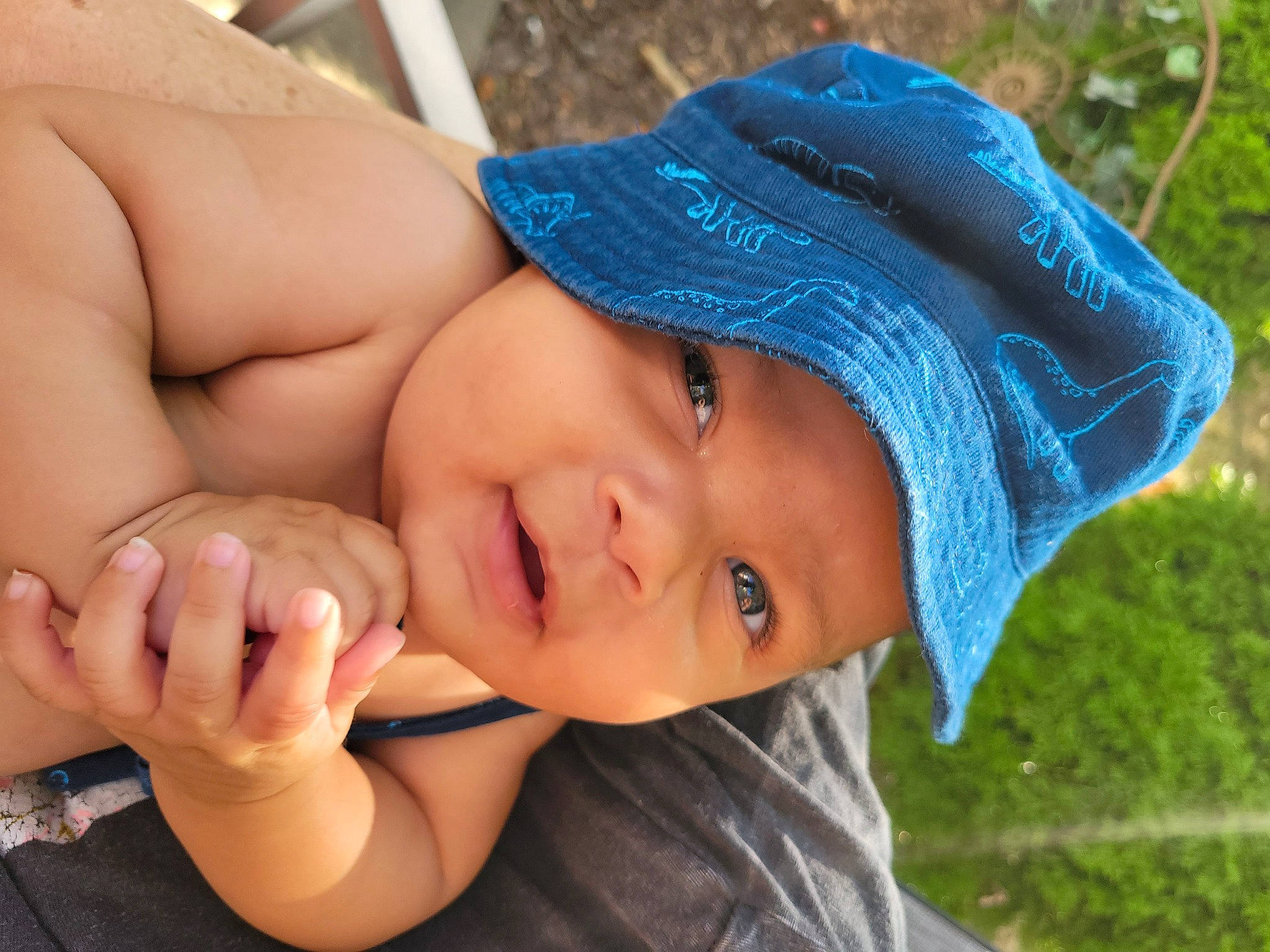 Kyle joined the competition — help win amazing prizes! baby, child, close_up, electric_blue, eye, gesture, grass, happy, hat, headwear, leisure, lip, nail, neck, nose, people_in_nature, person, plant, skin, thumb