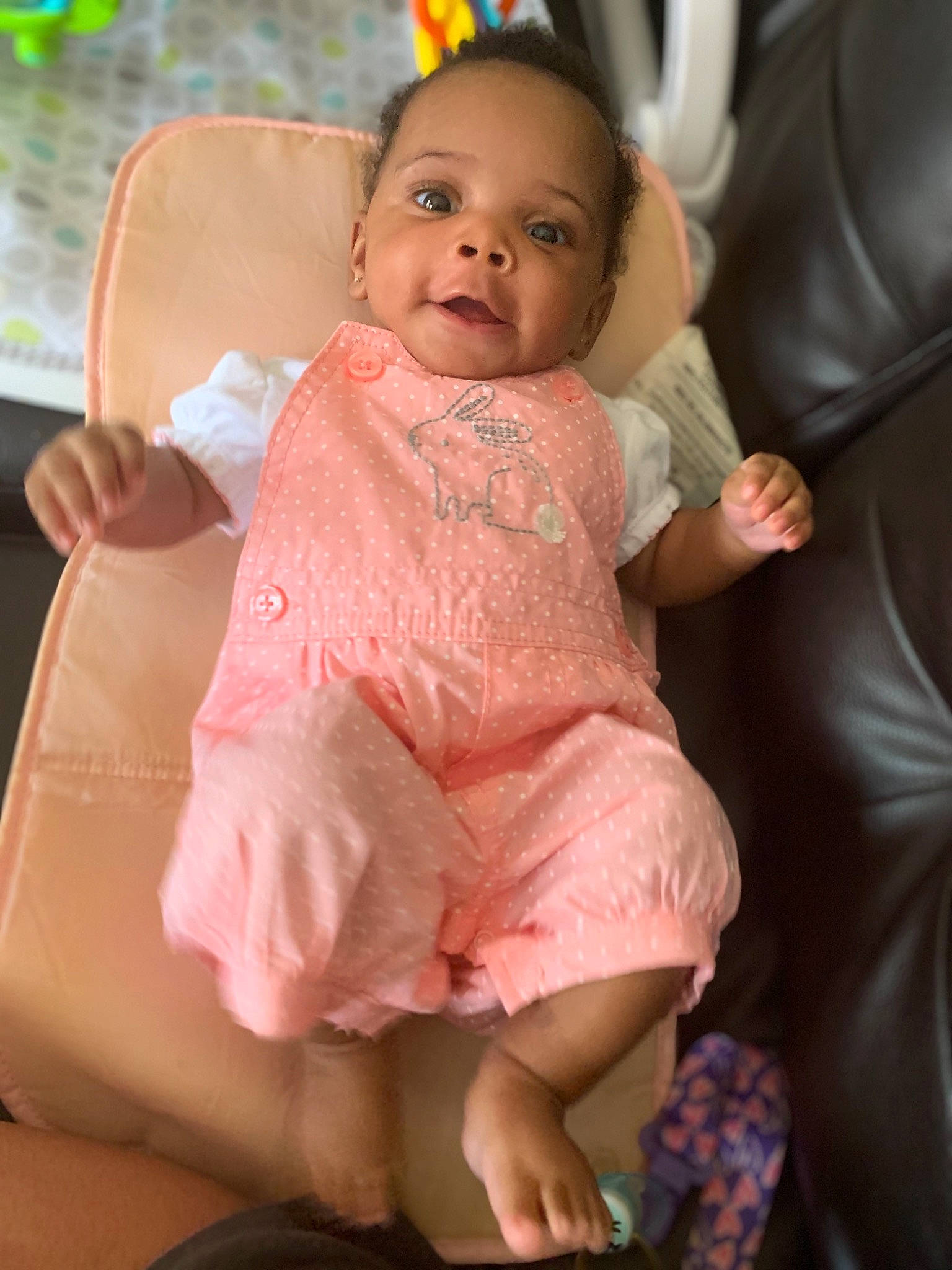 Stephanie joined the competition — help win amazing prizes! baby, cheek, child, fun, leg, person, pink, sitting, skin, smile, toddler