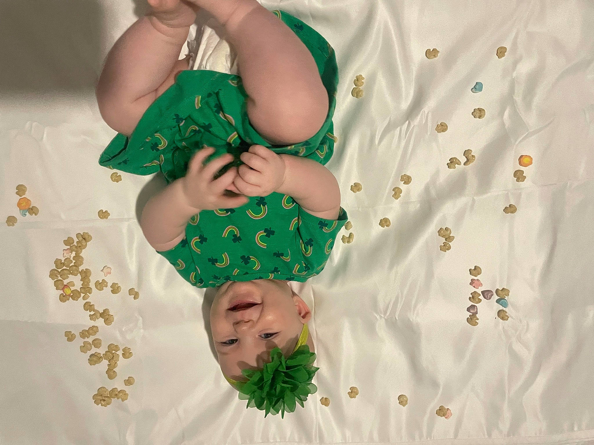 Addi joined the competition — help win amazing prizes! baby_toddler_clothing, chest, child, comfort, elbow, finger, font, gesture, green, happy, headwear, human_leg, linens, nail, pattern, person, sleeve, textile, thigh, visual_arts
