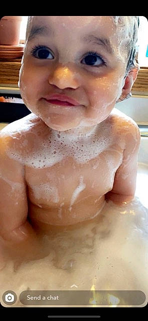 Juliana is registered to the contest to win money with this photo: baby, baby_bathing, bathing, cheek, chest, child, chin, close_up, eyebrow, face, foam, forehead, head, joy, lip, mouth, nose, person, skin, smile