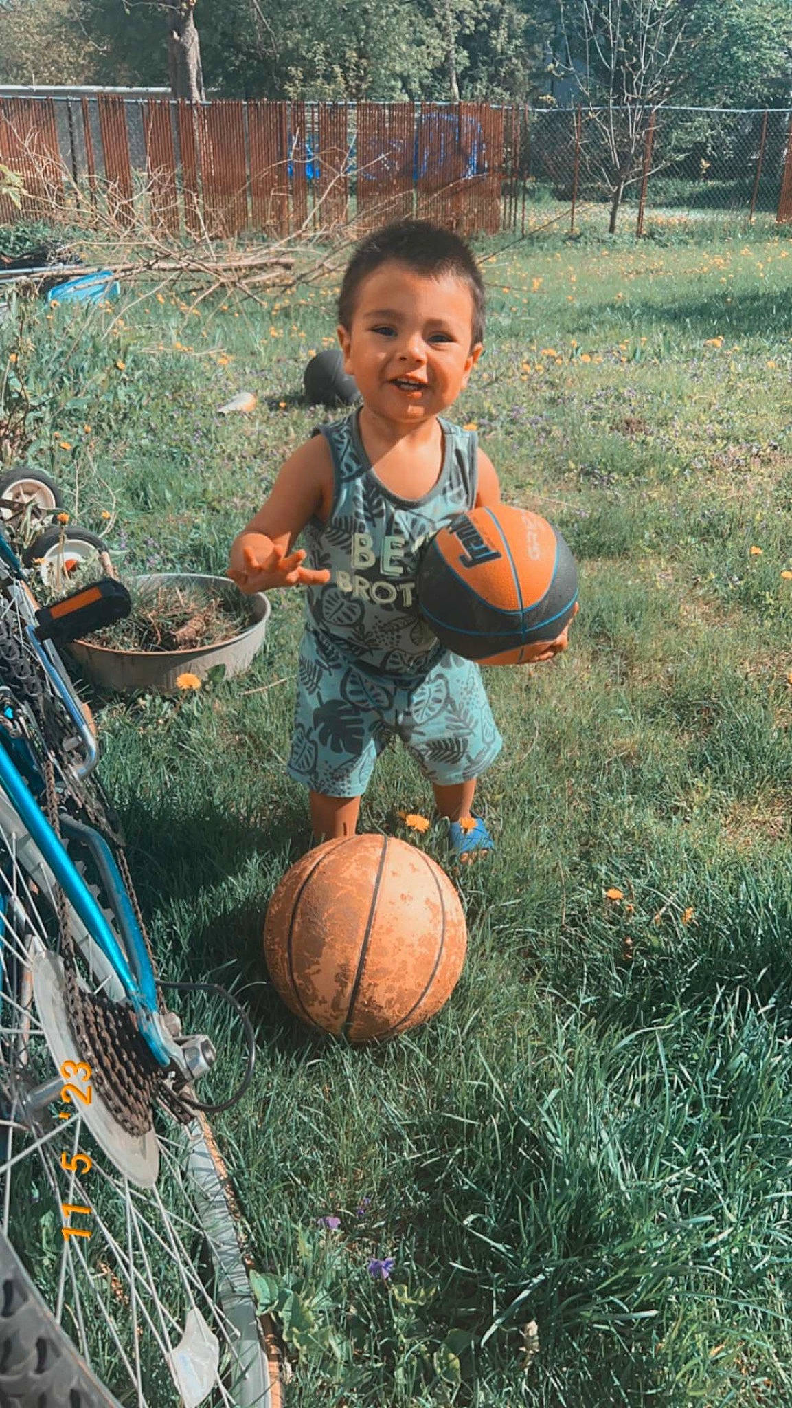 Josiah joined the competition — help win amazing prizes! ball, basketball, botany, calabaza, cucurbita, gourd, grass, head, human_body, joy, mammal, people_in_nature, person, plant, pumpkin, smile, sports_equipment, squash, toddler, tree