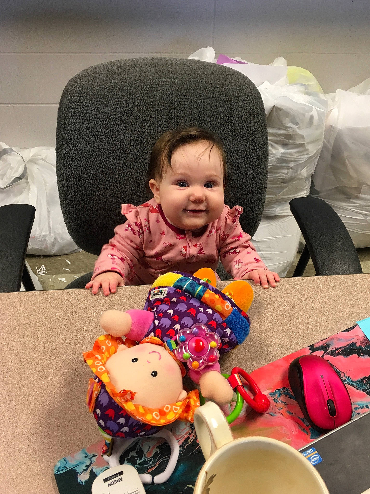 Gwendolyn is registered to the contest to win money with this photo: baby, child, food, person, sitting, toddler