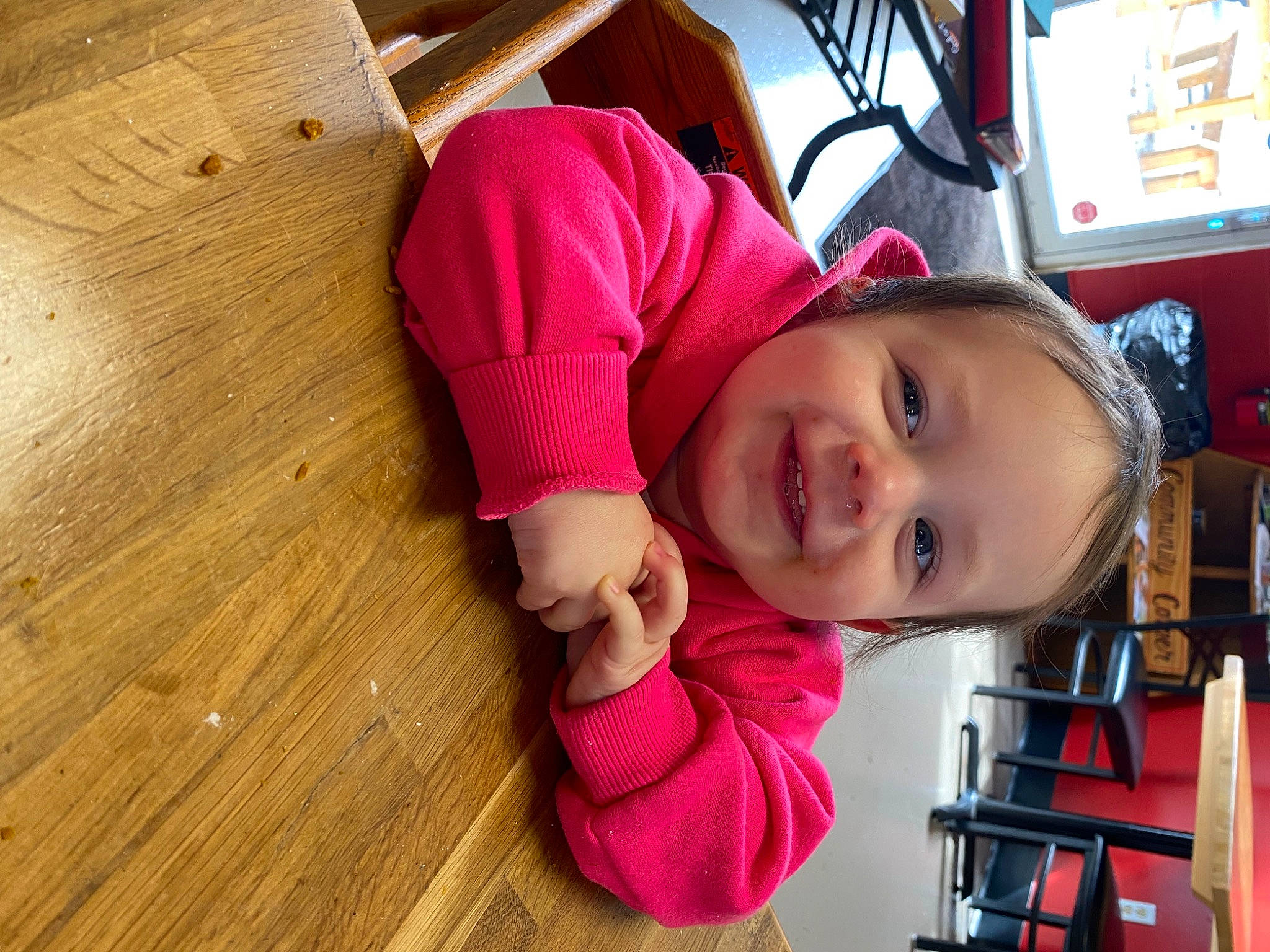 Hailey joined the competition — help win amazing prizes! baby_toddler_clothing, cheek, child, chin, flooring, fun, happy, hardwood, joy, laminate_flooring, magenta, nose, person, picture_frame, plank, skin, smile, toddler, varnish, wood