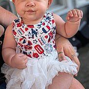 Angélique joined the competition — help win amazing prizes! arm, baby, child, closeup, clothing, cute, dress, expression, face, hand, headband, holding, indoors, infant, leg, patterned_clothing, person, portrait, skin, tutu