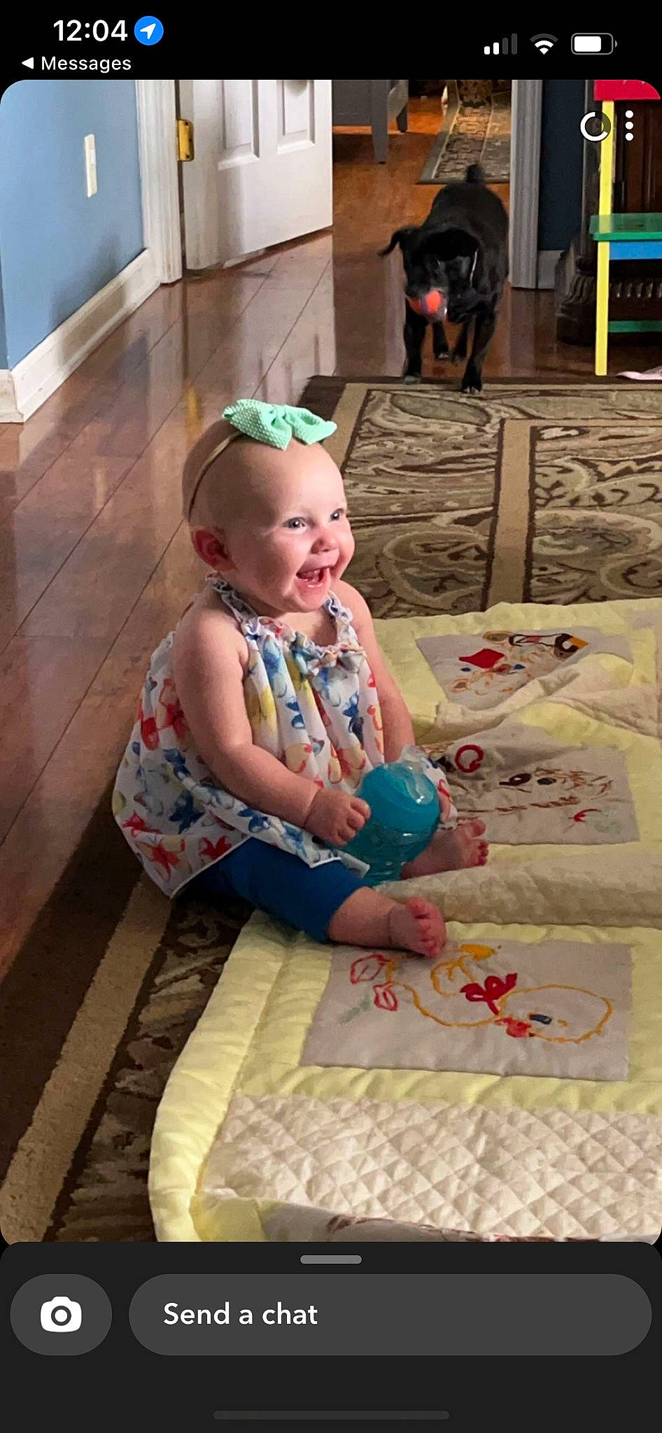 Erika joined the competition — help win amazing prizes! baby, baby_toddler_clothing, child, event, eyewear, flooring, fun, happy, leisure, linens, pattern, person, personal_protective_equipment, play, room, sitting, smile, t_shirt, toddler, vacation