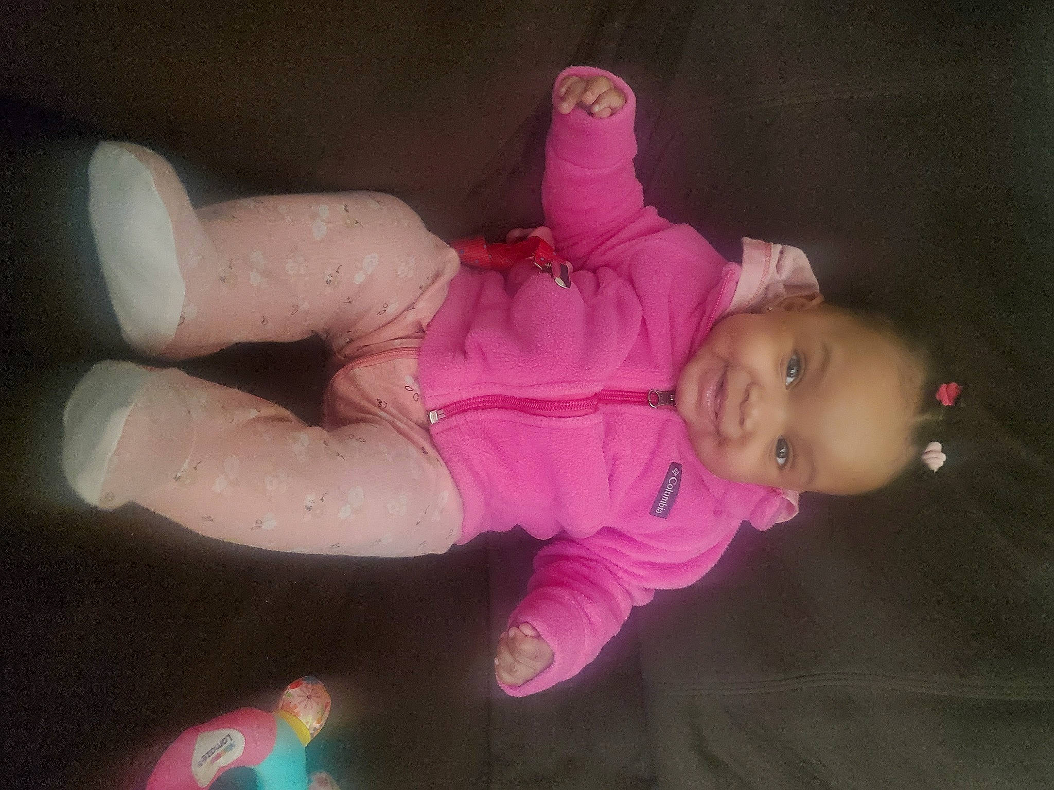 Devéyah joined the competition — help win amazing prizes! baby, baby_products, baby_toddler_clothing, cheek, child, face, foot, fun, gesture, head, human_leg, magenta, mouth, nail, nose, person, pink, room, skin, thumb