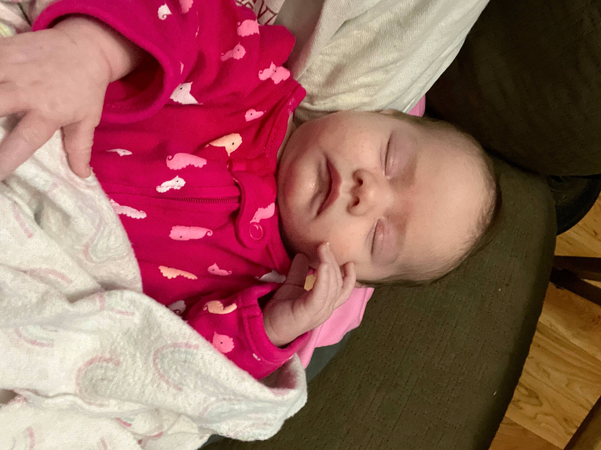 Kenzie joined the competition — help win amazing prizes! baby, baby_products, baby_toddler_clothing, cheek, child, comfort, eyelash, gesture, happy, magenta, mouth, nail, nose, pattern, person, sitting, skin, sleeve, smile, thumb