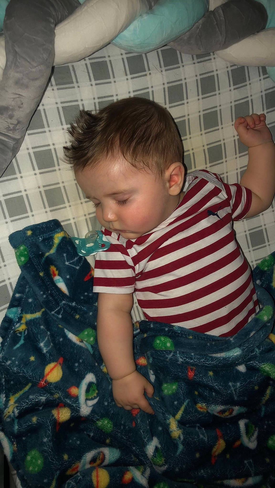 Braxton joined the competition — help win amazing prizes! baby, baby_toddler_clothing, child, comfort, cool, couch, flooring, fun, grass, holiday, living_room, pattern, person, play, room, sitting, sleeve, t_shirt, toddler, tree