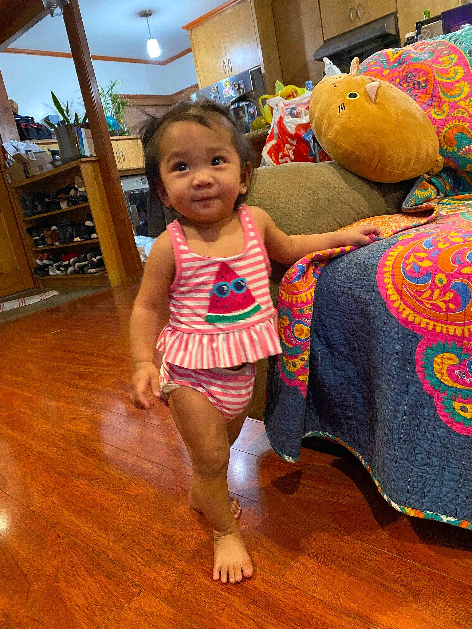 Heather joined the competition — help win amazing prizes! abdomen, cheek, child, floor, flooring, fun, leg, person, play, room, skin, smile, standing, toddler, trunk