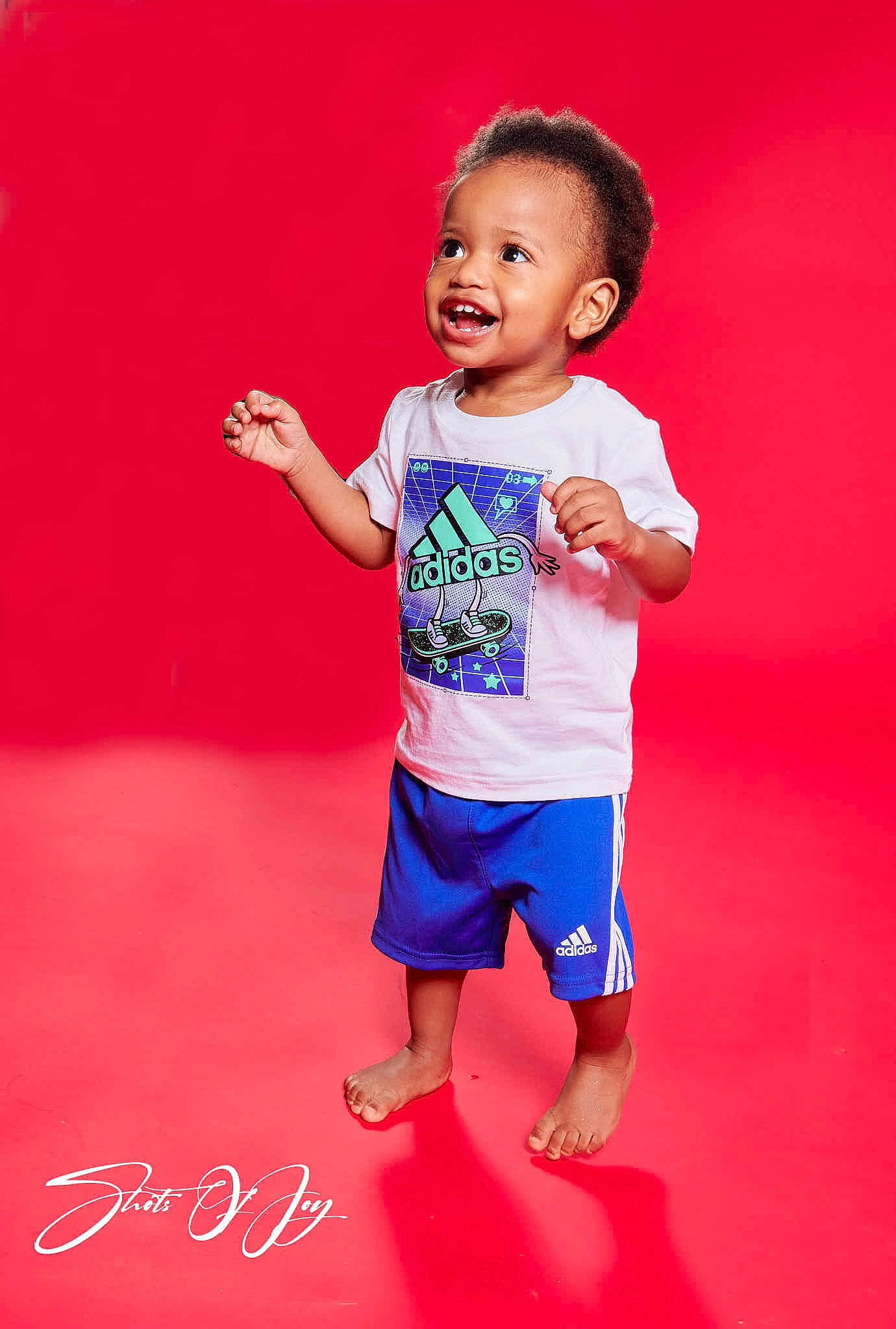 Ermias joined the competition — help win amazing prizes! baby, baby_toddler_clothing, child, child_model, electric_blue, flooring, fun, gesture, happy, human_body, magenta, person, portrait_photography, shorts, sleeve, smile, t_shirt, toddler, top