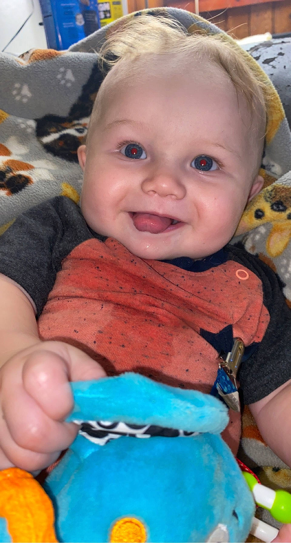 Henry joined the competition — help win amazing prizes! baby, baby_toddler_clothing, blue, cheek, eye, finger, gesture, happy, iris, joy, lip, mouth, nose, people, person, pink, product, skin, sleeve, smile