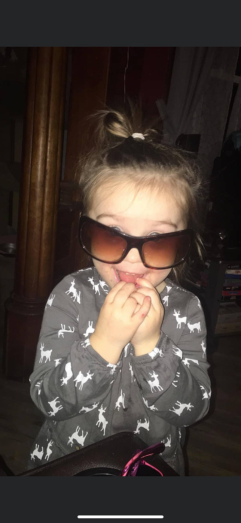 Rosabella is registered to the contest to win money with this photo: bangs, black_hair, cheek, chin, darkness, drinking, eyelash, eyewear, finger, flash_photography, fun, glasses, goggles, jaw, lip, long_hair, mouth, nose, person, sunglasses