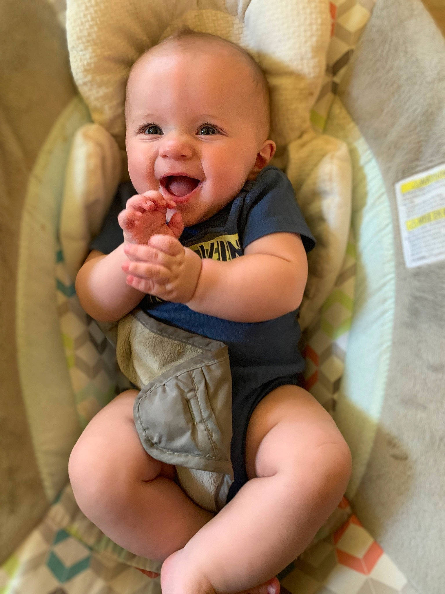 Paxton joined the competition — help win amazing prizes! arm, baby, baby_toddler_clothing, cheek, comfort, eye, face, facial_expression, finger, gesture, hand, happy, head, human_body, iris, leg, mouth, person, skin, smile