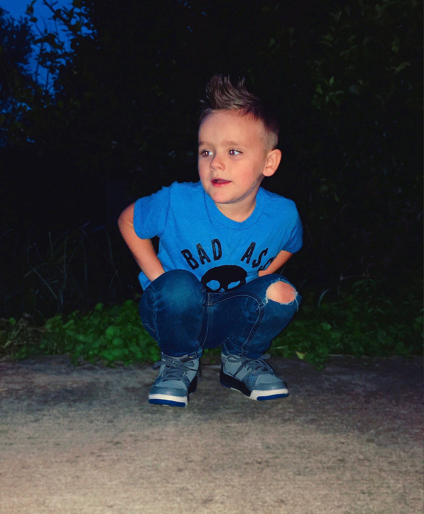 Dawson joined the competition — help win amazing prizes! baby_toddler_clothing, denim, electric_blue, eye, flash_photography, foot, grass, happy, human_body, jeans, knee, leg, leisure, person, plant, sleeve, sneakers, t_shirt, thigh, tints_and_shades