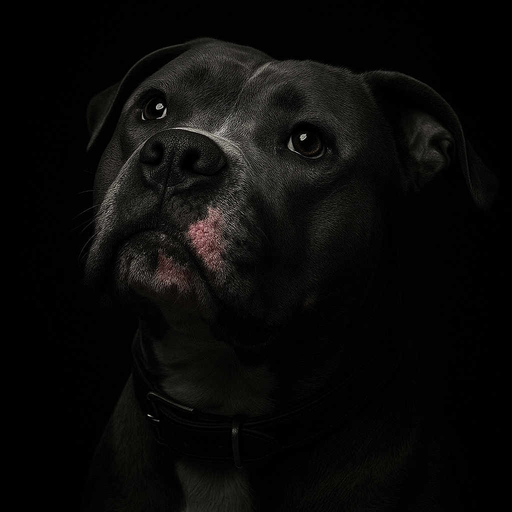 Thanos a rejoint le concours — aidez-le/la à gagner de superbes lots ! attentive, black_background, close_up, collar, dog, dramatic_lighting, expression, eyes, fur_texture, mammal, monochrome, muzzle, nose, pet, portrait, short_hair, soulful_gaze, spotlight, studio, whiskers