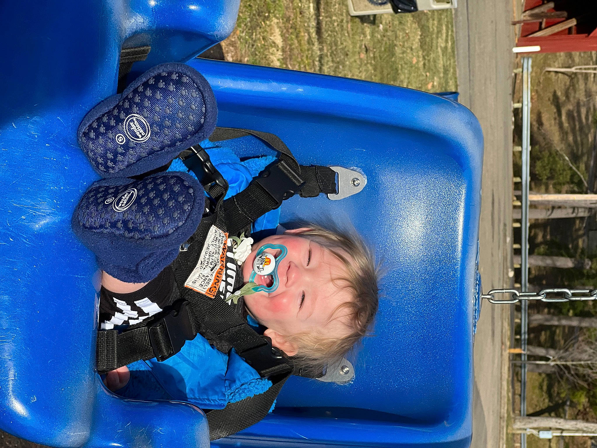 Maverickk joined the competition — help win amazing prizes! blue, child, chute, competition_event, electric_blue, fun, inflatable, leisure, outdoor_play_equipment, person, personal_protective_equipment, plant, play, playground, playground_slide, recreation, smile, sports, sports_gear, toddler