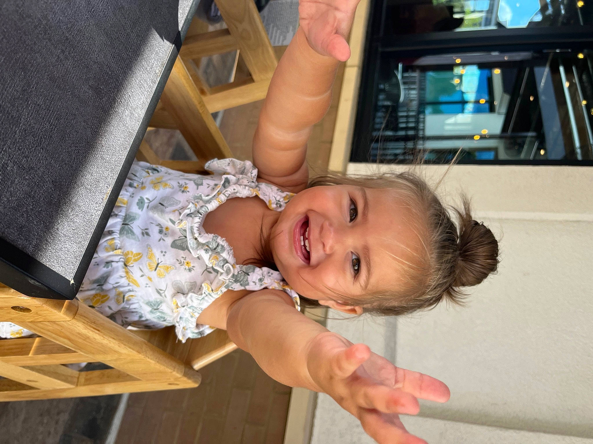 Luna joined the competition — help win amazing prizes! baby_toddler_clothing, child, fun, hand, happy, human_leg, joy, leisure, person, room, smile, television, toddler, vacation, wood