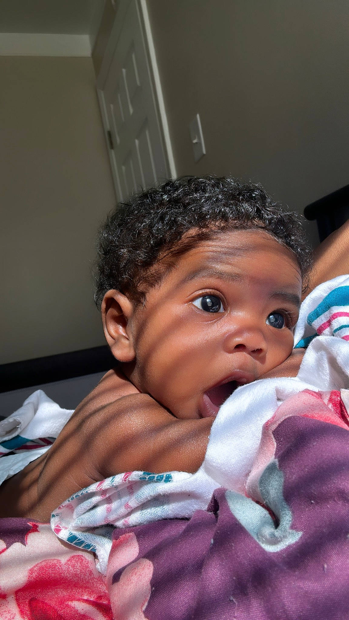 King joined the competition — help win amazing prizes! baby, cheek, child, chin, comfort, event, eyelash, forehead, fun, fur, gesture, happy, linens, nose, person, room, sitting, skin, toddler, vacation