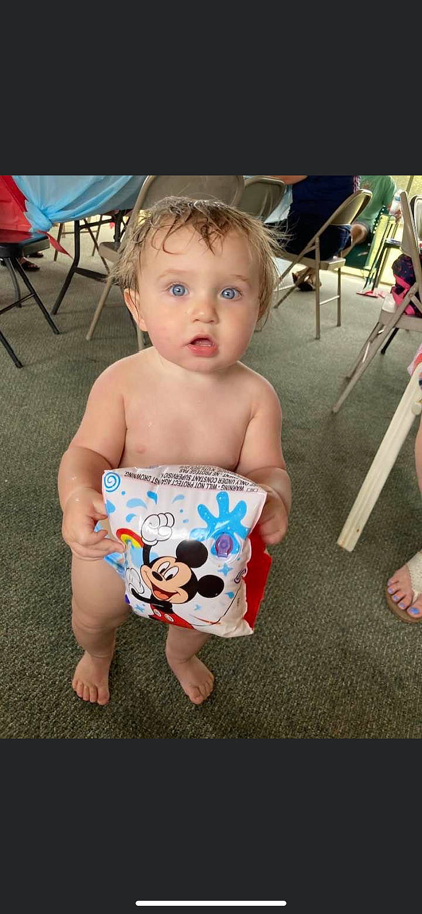 Gauge joined the competition — help win amazing prizes! baby, baby_toddler_clothing, barefoot, chair, cheek, facial_expression, finger, flooring, fun, hairstyle, hand, happy, head, human, person, pink, skin, standing, summer, surprise