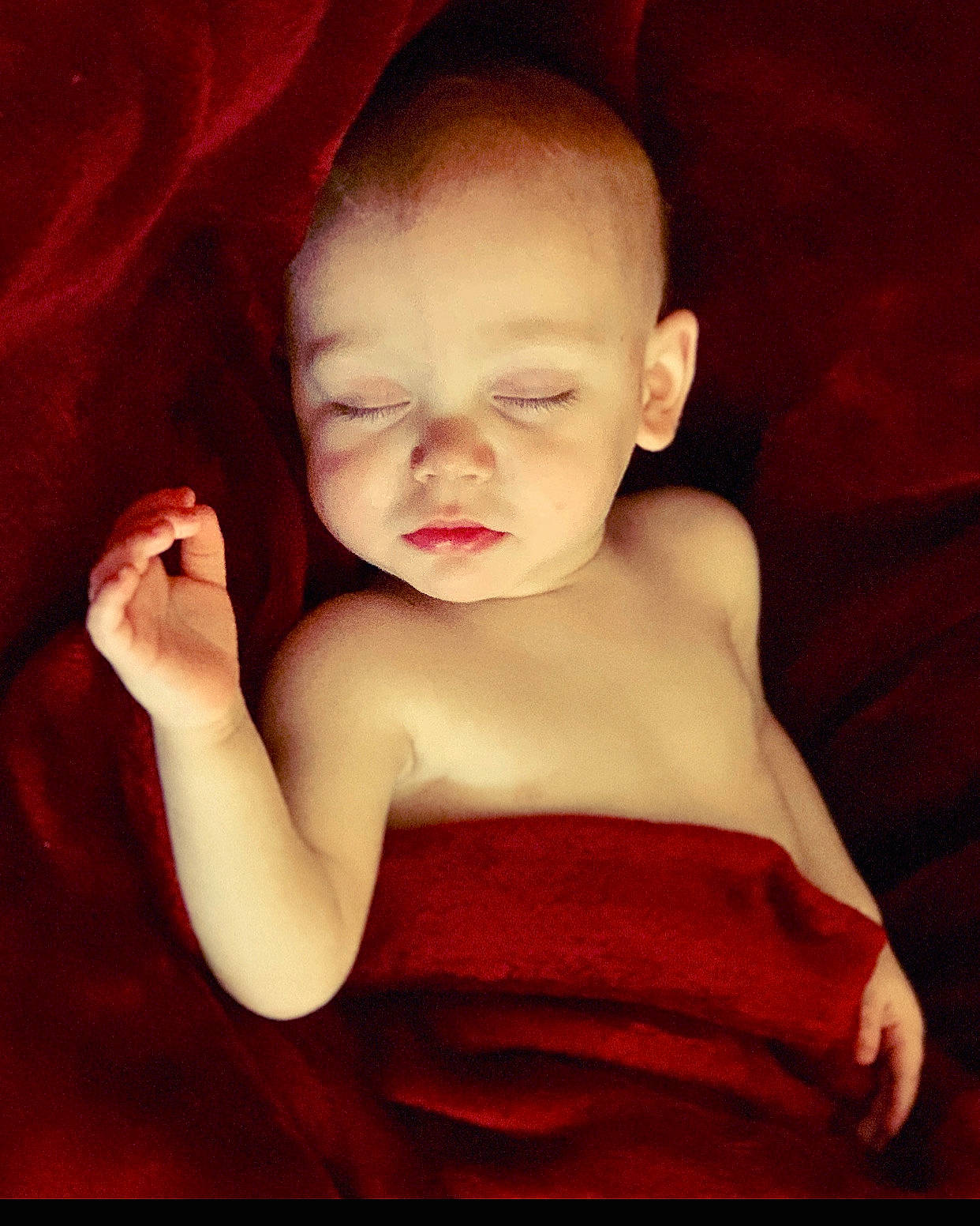 Wesson is registered to the contest to win money with this photo: baby, cheek, child, chin, face, facial_expression, head, lip, mouth, nose, person, photograph, photography, portrait, portrait_photography, red, skin, smile, toddler