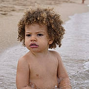 Jaron participe au concours pour gagner de l'argent avec cette photo : bare_chest, beach, child, curly_hair, daytime, expression, nature, ocean, outdoor, play, portrait, sand, sitting, skin, summer, toddler, vacation, water, waves, young_child