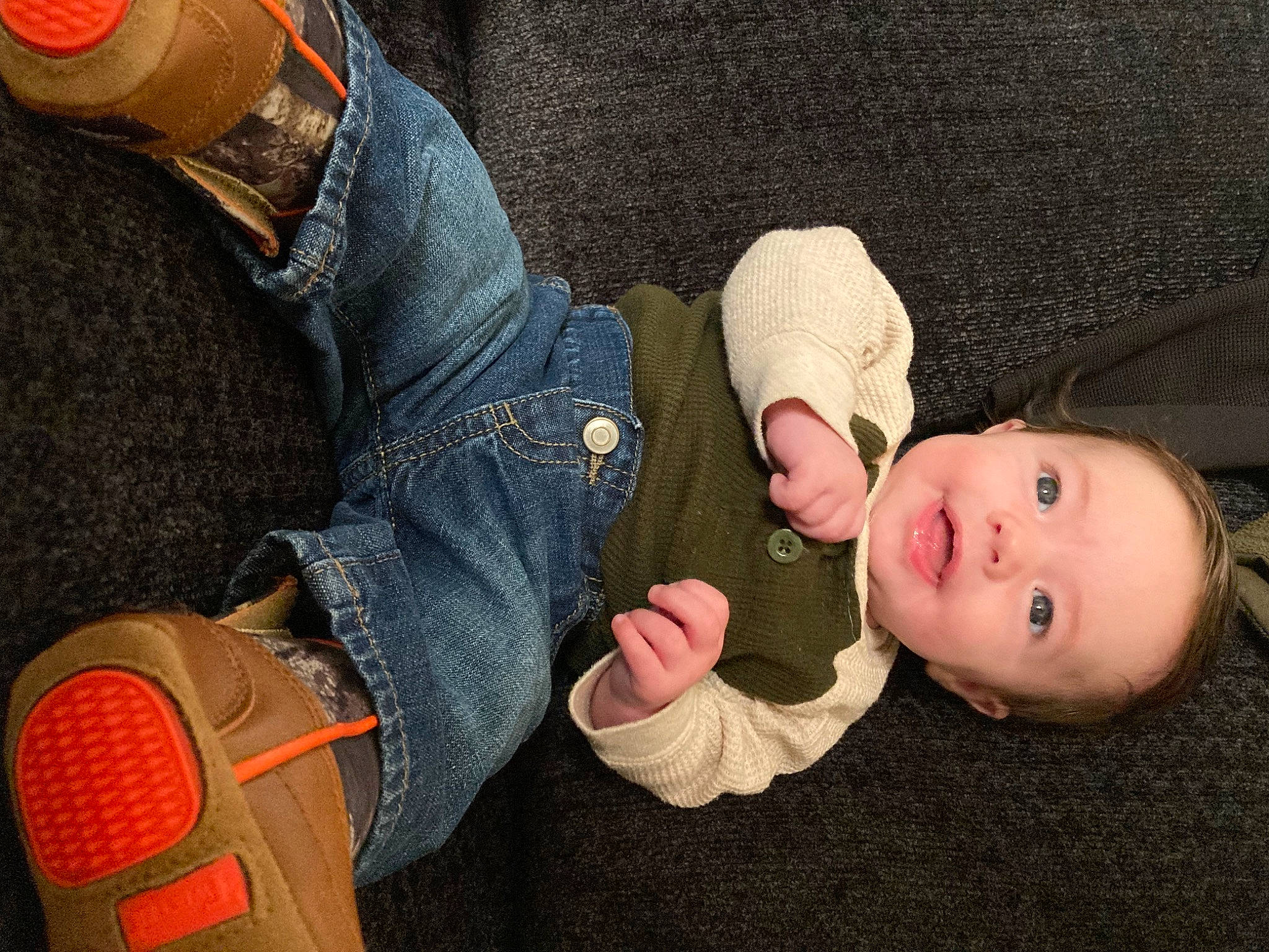 Jayde is registered to the contest to win money with this photo: baby, baby_products, baby_sleeping, baby_toddler_clothing, cheek, child, comfort, denim, fashion_accessory, finger, flooring, person, product, sitting, skin, sleeve, textile, thumb, toddler, wood