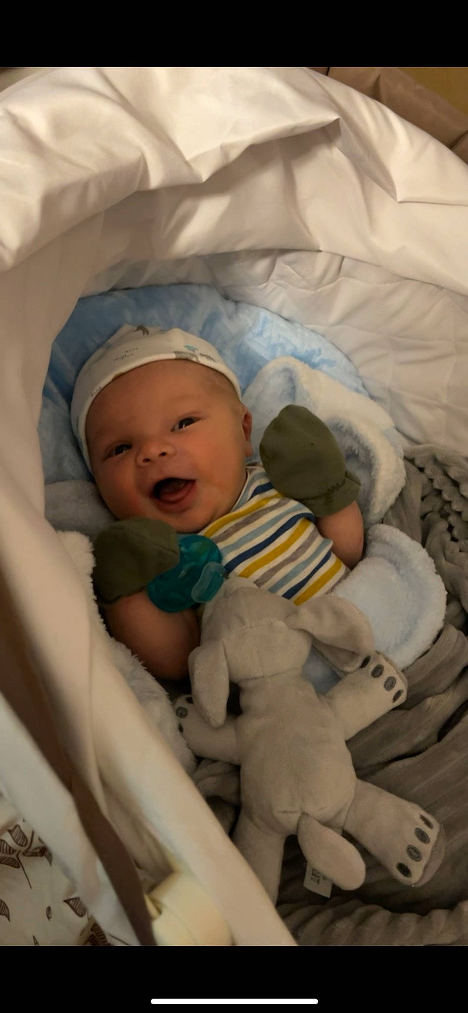 Skyler is registered to the contest to win money with this photo: baby, baby_products, baby_safety, baby_sleeping, baby_toddler_clothing, bedtime, child, comfort, event, eye, face, hat, head, linens, person, product, room, skin, sleep, thumb