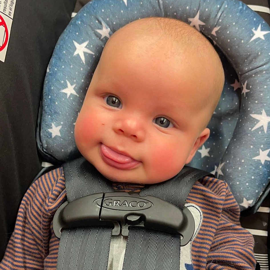 Skyler joined the competition — help win amazing prizes! baby, baby_toddler_clothing, car_seat, cheek, child, comfort, cool, electric_blue, eye, fashion_accessory, flash_photography, happy, iris, mouth, nose, outerwear, personal_protective_equipment, sleeve, smile, toddler
