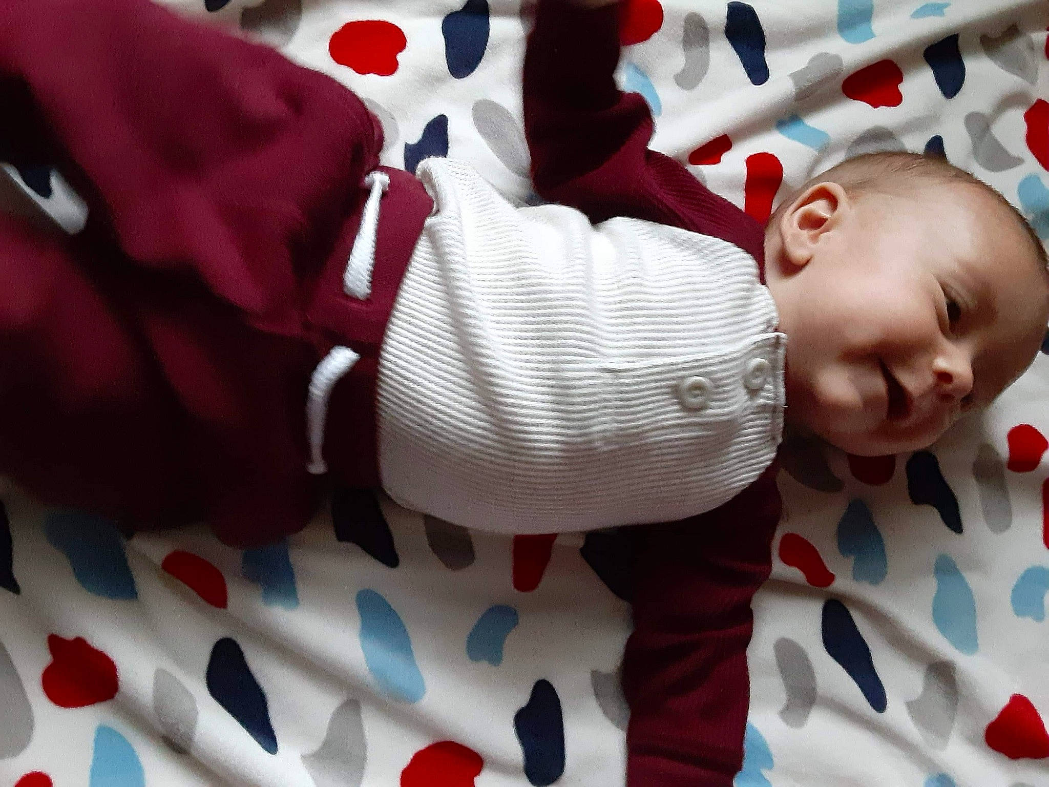 Jaxsen is registered to the contest to win money with this photo: baby, baby_products, carmine, cheek, child, pattern, person, product, red, textile, toddler