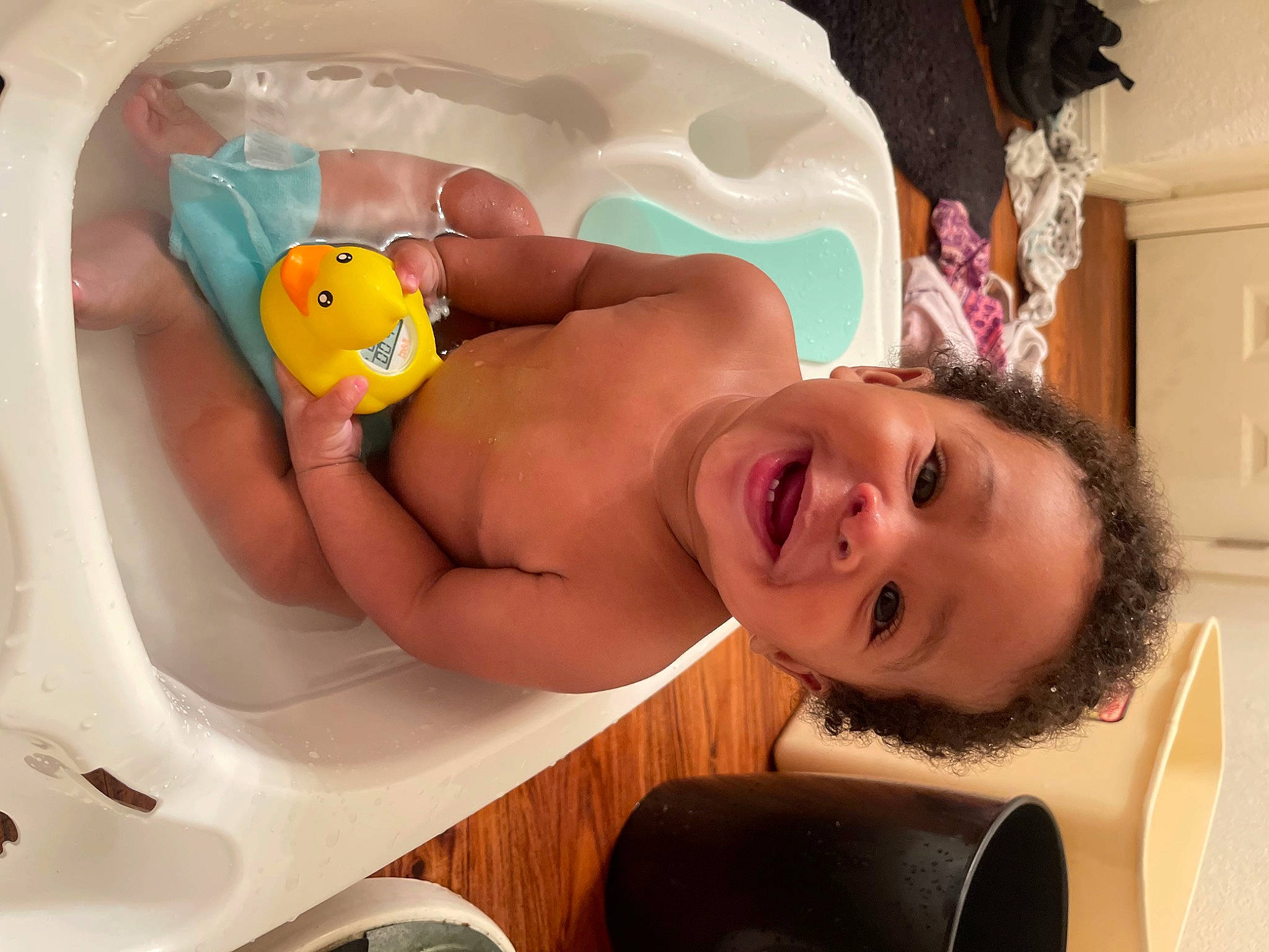 Dior joined the competition — help win amazing prizes! baby, bath_toy, bathing, cheek, chest, eyelash, face, finger, fun, hair, happy, head, mouth, neck, nose, person, rubber_ducky, skin, smile, toddler