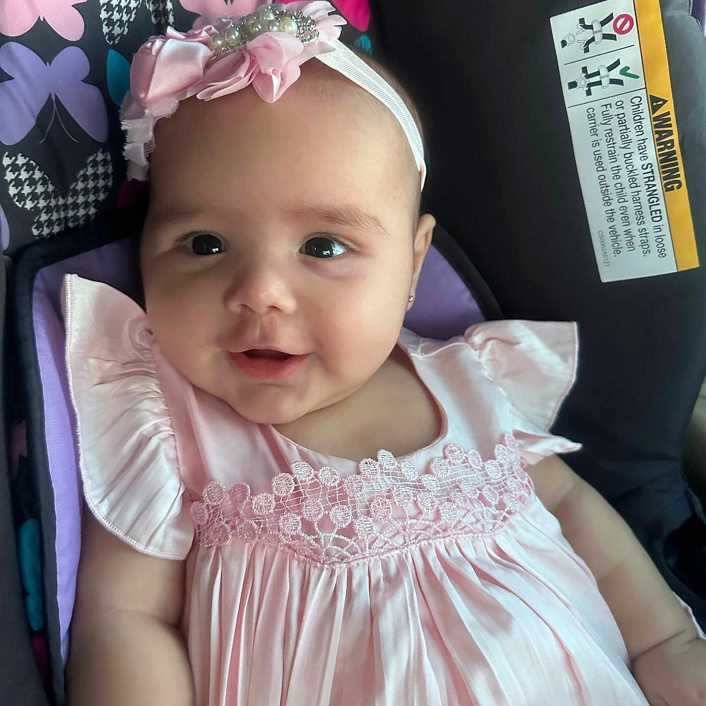 Alana is registered to the contest to win money with this photo: accessories, baby, clothing, cushion, dress, face, happy, hat, head, headband, homedecor, jewelry, necklace, newborn, person, photography, portrait, sleeve, smile, text