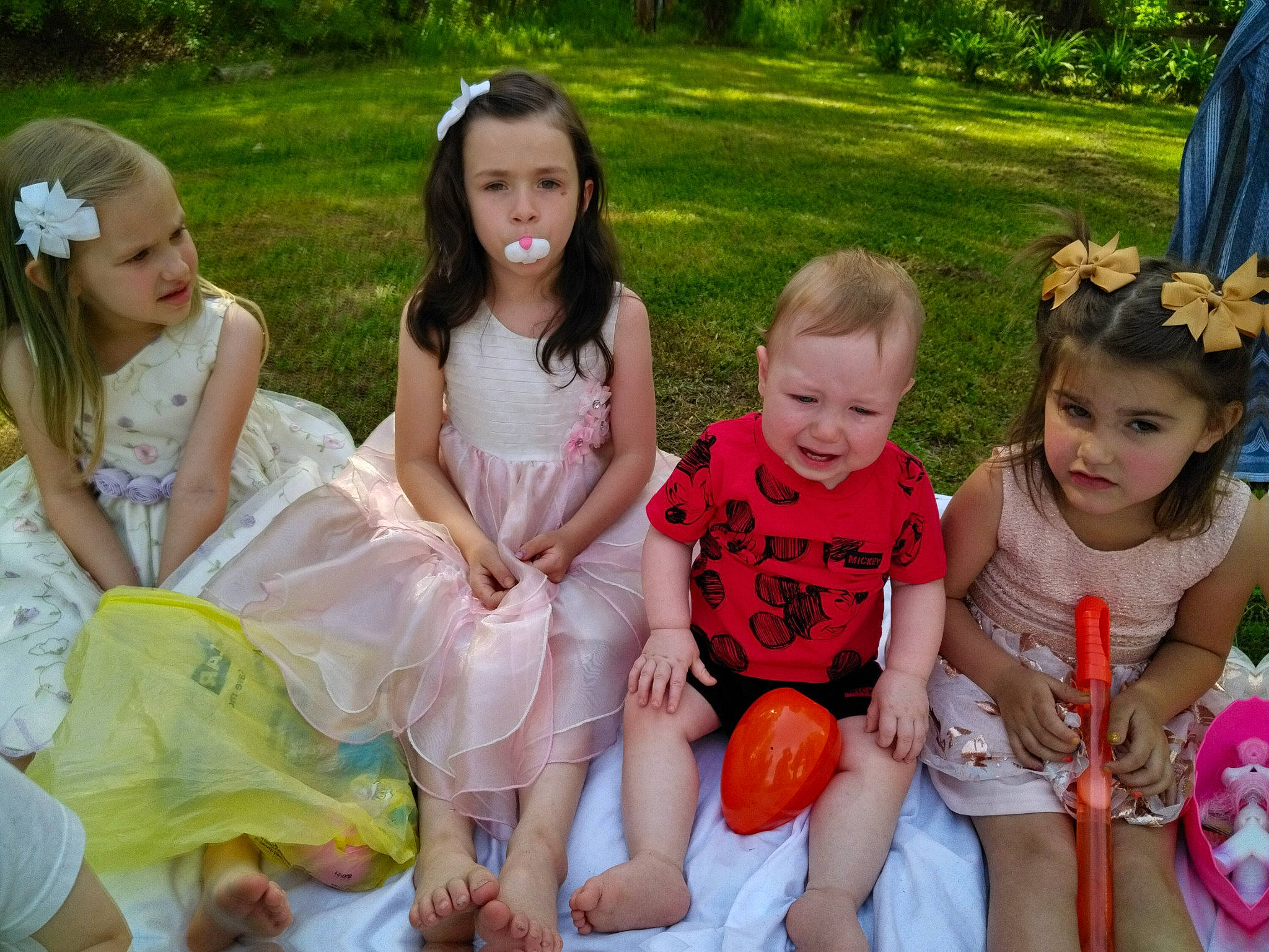 Rayne joined the competition — help win amazing prizes! baby_toddler_clothing, botany, child, dress, event, fun, grass, happy, leg, leisure, people_in_nature, person, pink, plant, recreation, shorts, skin, social_group, sorrow, summer