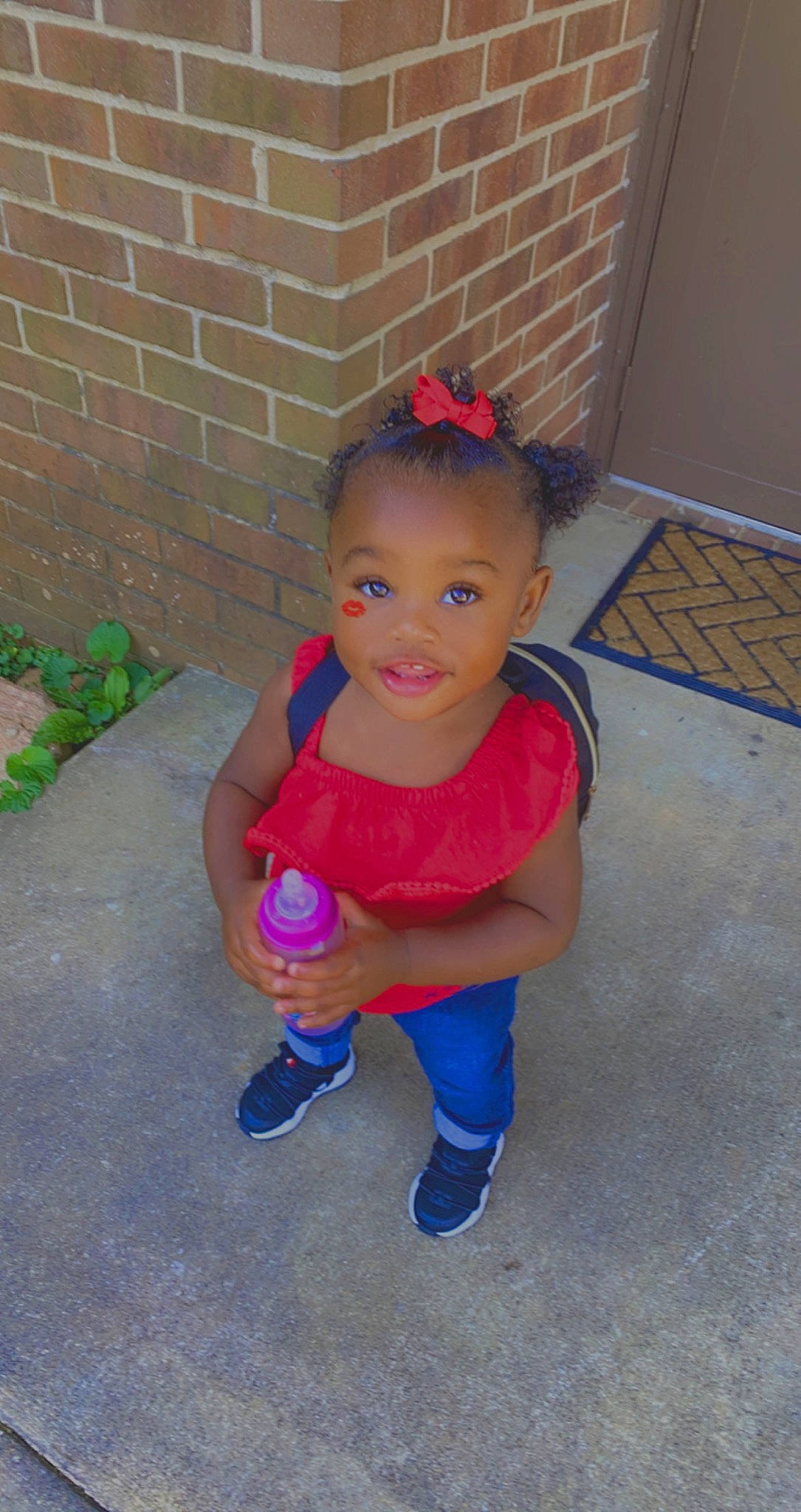 Zhara joined the competition — help win amazing prizes! baby_toddler_clothing, child, electric_blue, eye, floor, flooring, foot, fun, hand, happy, human_body, human_leg, leg, leisure, person, sandal, skin, smile, thigh, thumb